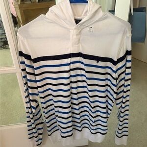 Polo by Ralph Lauren White Hoodie with Blue Stripes